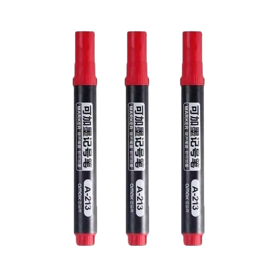 Versatile Permanent Oil-Based Marker Set - Black, Red, Blue - Ideal