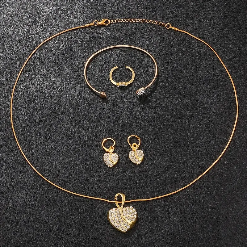 Women's Quartz Watch Gold Luxury Women Ring Necklace