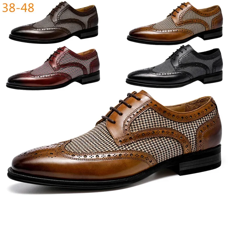 Men's Dress Shoes Leather Ventilation Fashion Bullock Men Shoes Man Male Formal Business Casual Spring Designer For Men