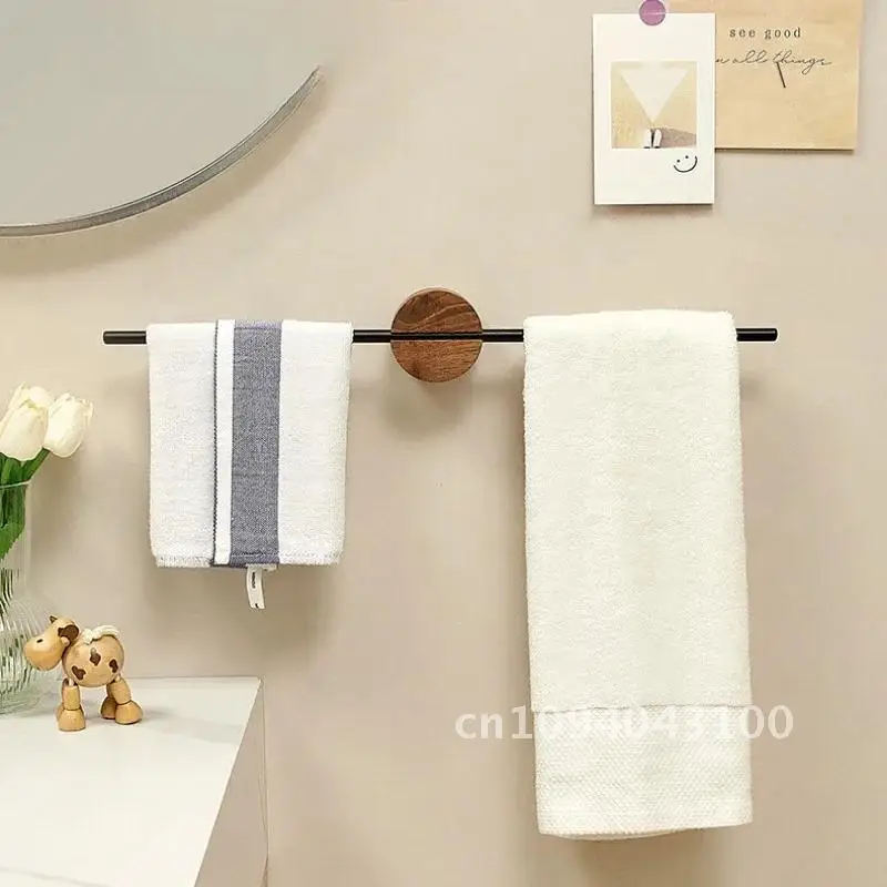 Bathroom Towel Bar Towel Holder 304 Stainless Steel Beech Hanger Shelf Single Artistic Rack Wall Mounted Wood
