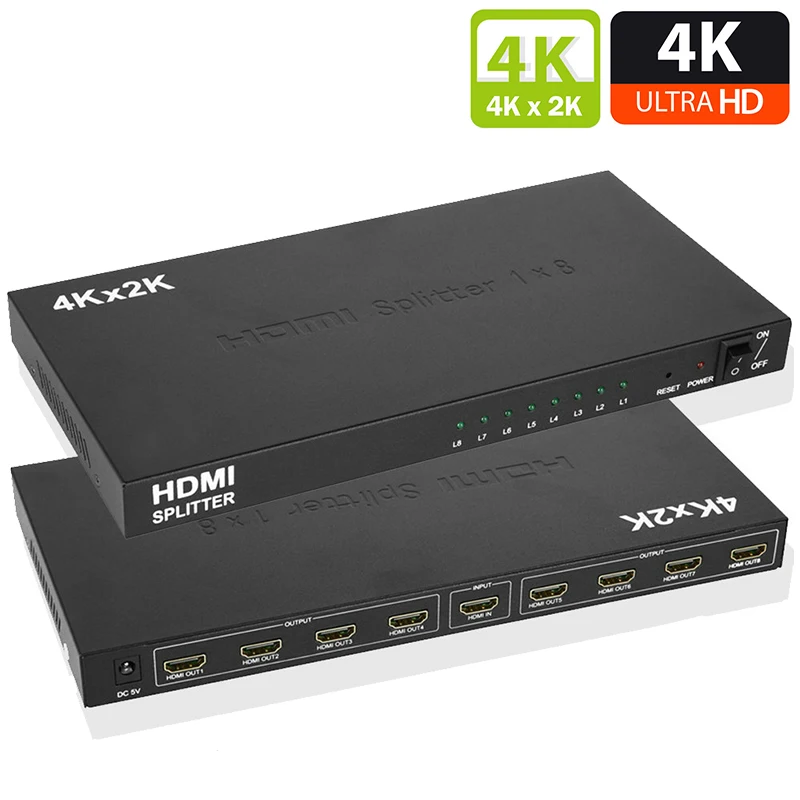 Splitter Hdmi 4K 1 X8 1 In 8 Out Splitter Hdmi 4K @ 30Hz Convertitore Amplificatore Display Distributore Hdmi Per Monitor Pc Ps3 Xbox Hdtv