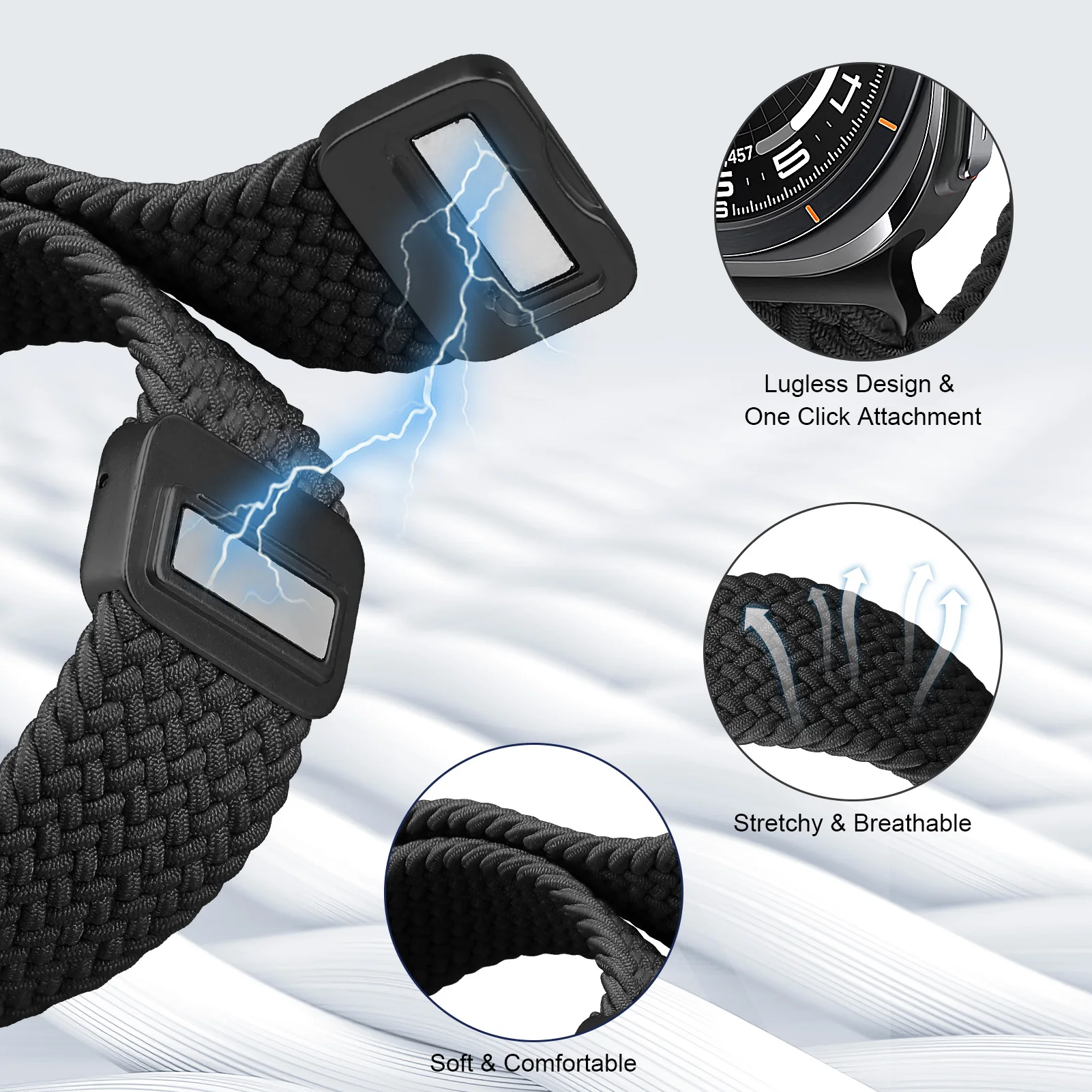 Magnetic Nylon Braided Wrist Strap Bracelet