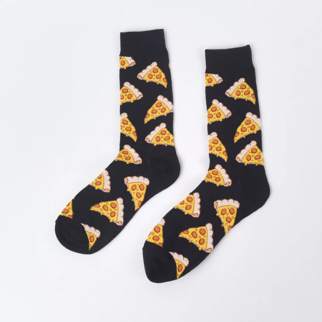 جوارب "بيتزا لفرز" (Pizza Lovers) القطنية – أسود