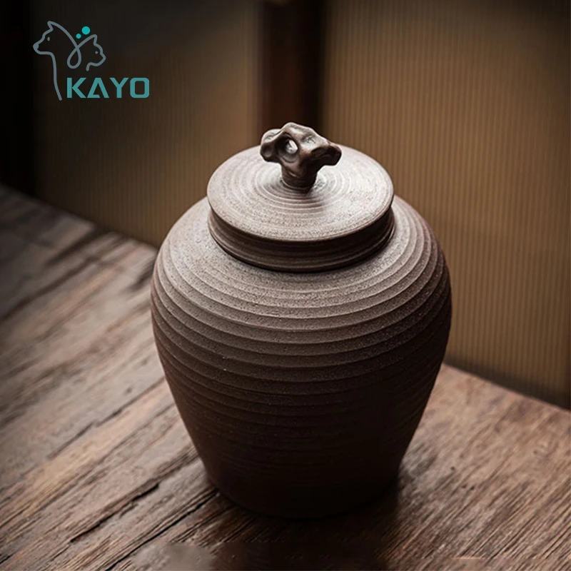 Cremation Urn Sealed Funeral Ashes Urns Ceramics Matte Surface Exquisite Relief Wooden Cloth Plug Human Memorial Safe Packing