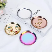 Ins Stainless Steel Round Storage Tray Desktop Cosmetics Metal Tray Photo Ornament Jewelry Storage Tray 2