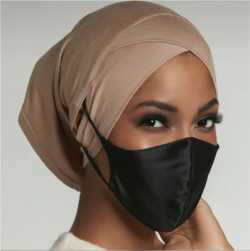 2021 New Cotton Earhole Instant Underscarf Elastic Breathable Muslim Inner Hijabs Cross Forehead Female Headscarf Turban Bonnet цена и фото