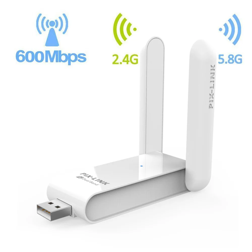 PIX-LINK UAC03D 600M USB 2.0 듀얼 밴드 어댑터, 2.4Ghz 및 5Ghz 고속 휴대용 미니 네트워크 무선 리..