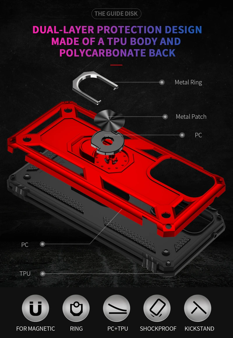 Coque blindée antichoc avec anneau métallique, étui pour Samsung Galaxy A54 A53 A52 A12 A13 A33 A23 A73 A14 A51 A50 A22 A32 A04 A34 A03s A72_voghion.com