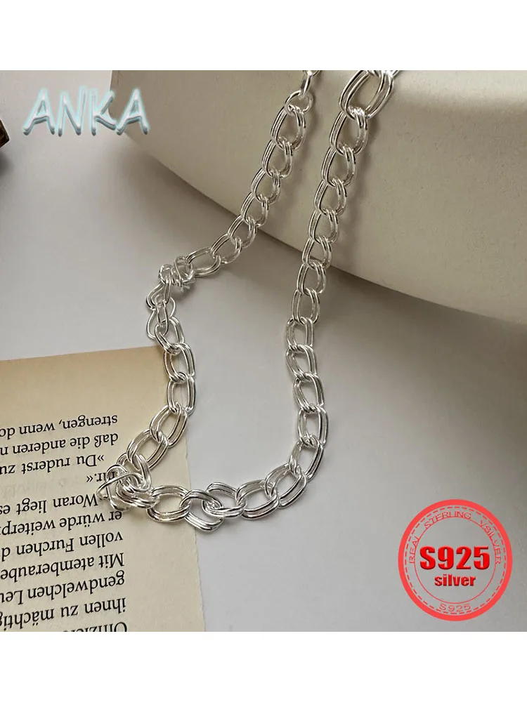 anka-new-s925-silver-fashion-design-simple-double-layers-personalized-unisex-female-male-necklace-personalized-collarbone-chain