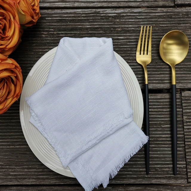 12pcs White 100% Cotton Napkins Reusable Napkin Handkerchief Cloth Diner  Banquet Wedding Party Home Table Decorations 40x40cm - AliExpress