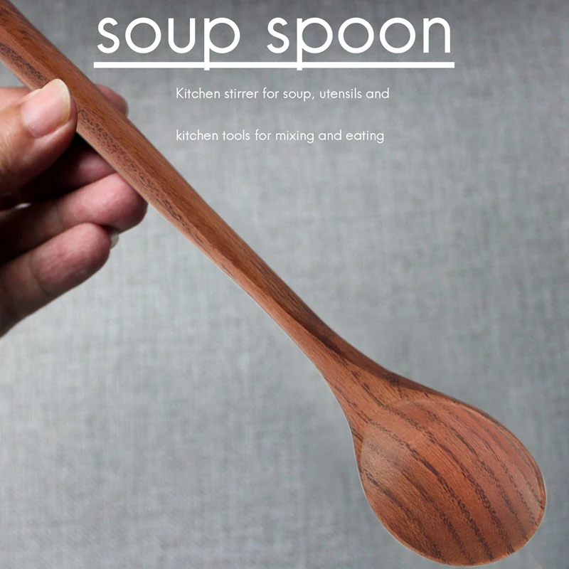 

8 шт., круглые деревянные ложки с длинной ручкой, 10,9 дюйма