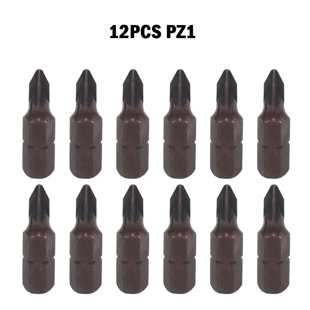 

Насадки для отверток PZ1 PZ2 PZ3 Pozi, 1/4 дюйма, магнитные насадки с шестигранным хвостовиком, 25 мм, 12 шт.