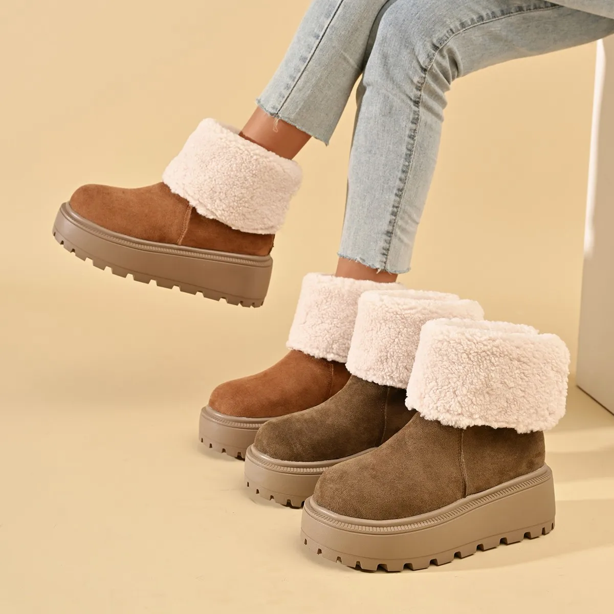 Platform Women Ankle Boots High Heels Shoes Chunky Snow Boots Chelsea 2025 Trend Goth Pumps New Winter Shoes for Women Botas