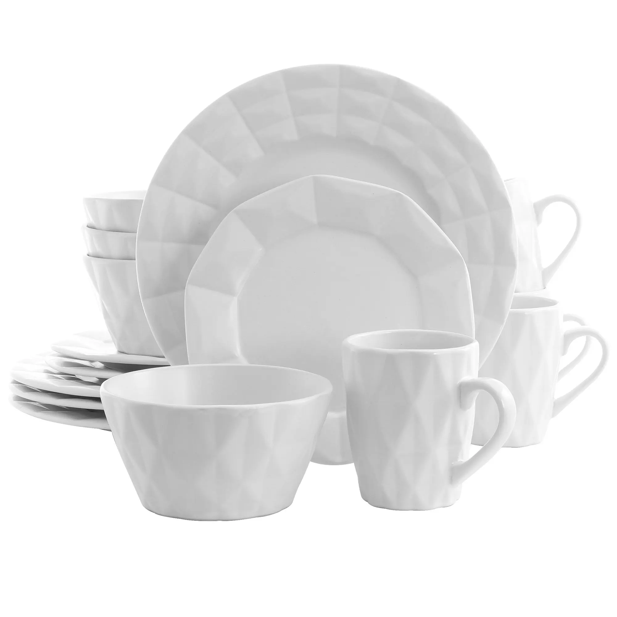 

Retro Chic 16-Piece Glazed Dinnerware Set in Black
