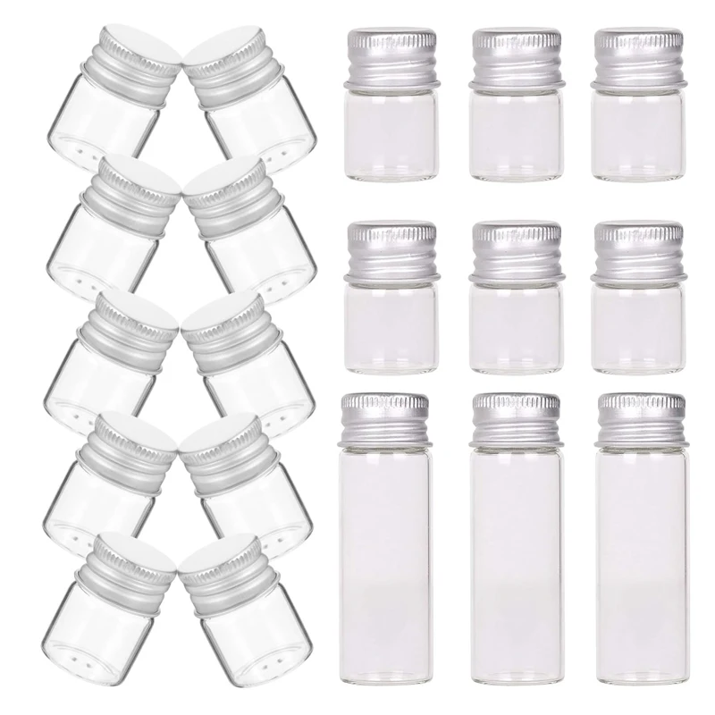 5pieces 5ml/6ml/7ml/10ml/14ml/18ml/20ml/25ml/30ml Glass Bottles with Aluminium Lids Small Mini Glass Jars 8 Sizes U-pick 3