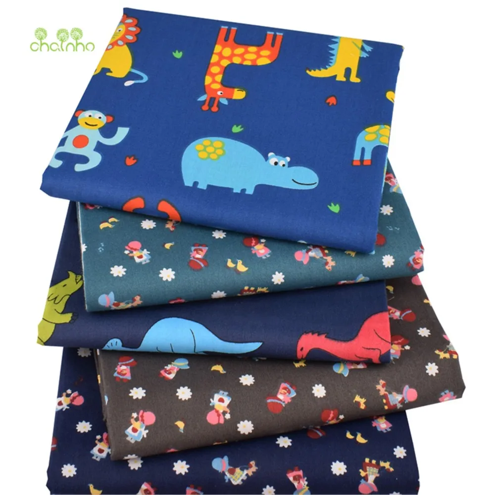 Chainho,Printed Twill Cotton Fabric,Patchwork Cloth,DIY Sewing & Quilting Material,Dark Cartoon Series,5 Designs,4 Sizes,CC037