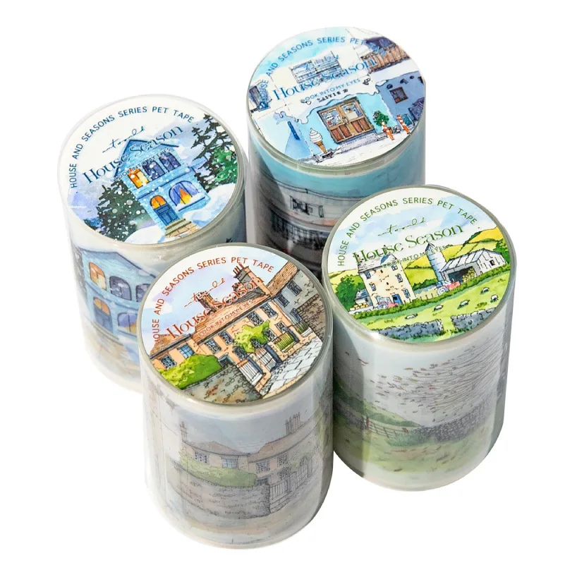 JIANWU 60mm*200cm Four Seasons with You Series Vintage Building Landscaping PET Tape Creative DIY Journal Collage Stationery 5