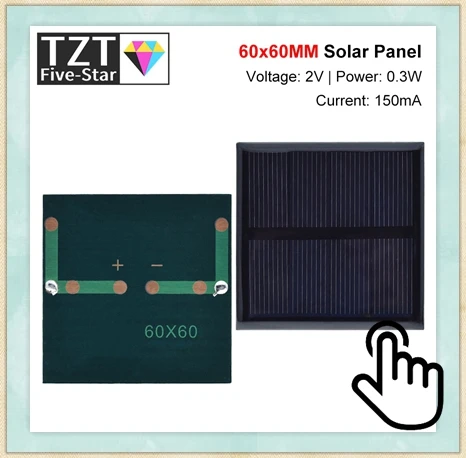 TZT 1/3PCS 5,5 V 110mA solarpanel polykristalline 70*70MM 0,55W Mini sunpower solar System DIY Für batterie Handy Ladegerät – Detail 3