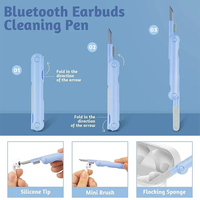 7-in-1 Computer Keyboard Cleaner Brush Kit Earphone Cleaning Pen for Headset IPad Phone Cleaning Tools Cleaner Keycap Puller Kit 6