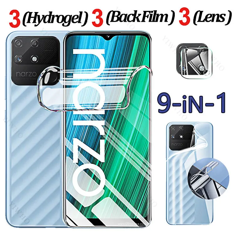 Per Realme Narzo 50A Prime Case Hydrogel Film Per Realme Narzo50A Narzo50Aprime Back Trasparente Soft Film Screen Protector Lens