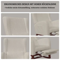 Кресло-качалка Anajqaqia — бежевое кресло-качалка с подставкой для ног и подушкой сиденья, подходит для гостиной, спальни, кабинета — изображение 5