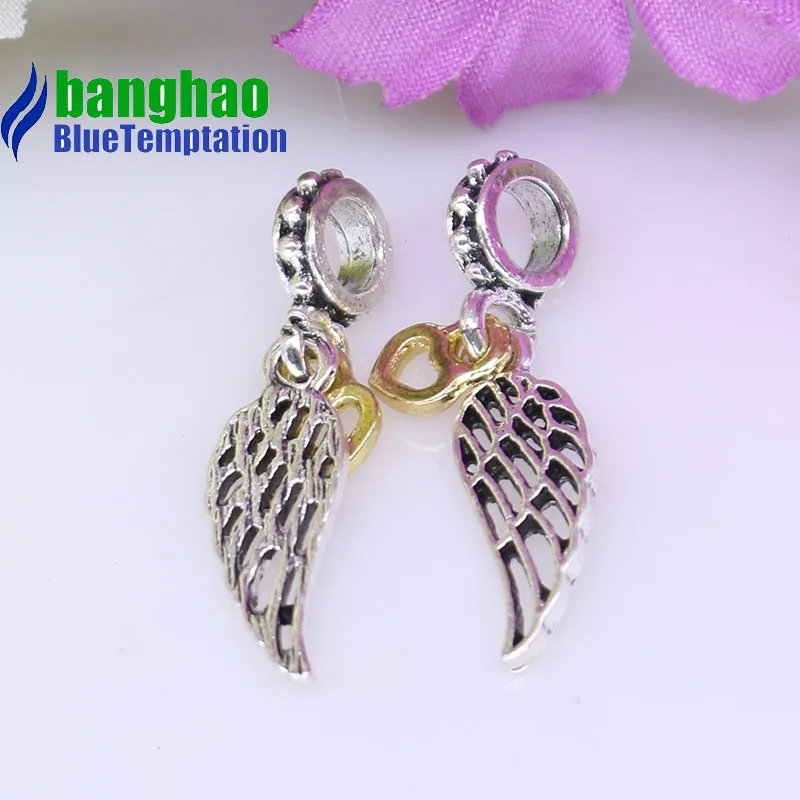 Wholesale DIY Fashion feather Charm for making accessories for jewelry alloy pendants bracelets beads DGB124