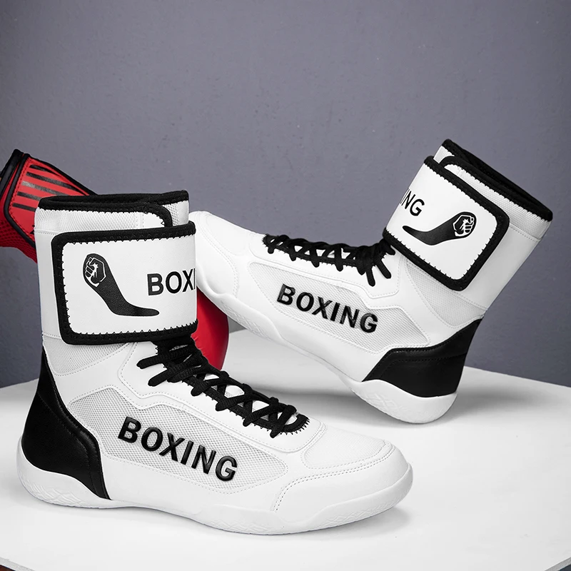 Men's Muay Thai Boxing Shoes-High-Top Wrestling Shoes for Martial Arts & Fitness Training, Anti-Slip Durable Combat
