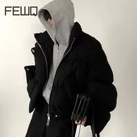 FEWQ Autumn American Vibe Thickened Cotton Jacket Men's Winter 2023 Solid Color Sleeve Design Male Tops Fashion 24X2167 1