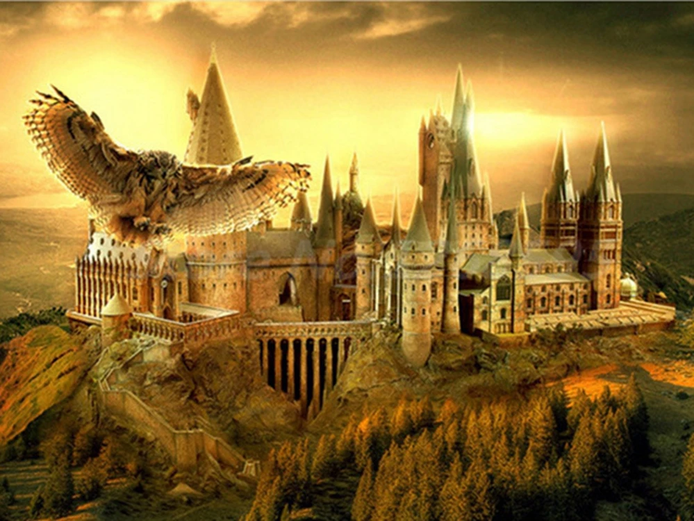 thumbnail image 1 of Pintura de diamante 5D DIY de Harry Potter, punto de cruz, castillo de Hogwarts, mosaico bordado, diamantes de imitación, decoración del hogar, regalo para niños, 1 of 5