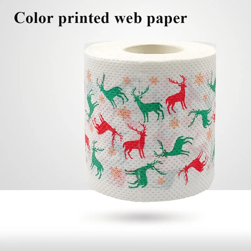 Christmas Pattern Tissue Printing Roll Toilet Paper New Year Festival Gift Creative Napkin for Diningroom Livingroom And Kitchen