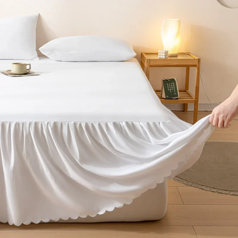 Solid Color Bed Skirt Four Corners With Elastic Band Brushed Queen/King Size постельное бельё набор Skirts Without Pillowcase mattress cover,bedding set,bed skirt