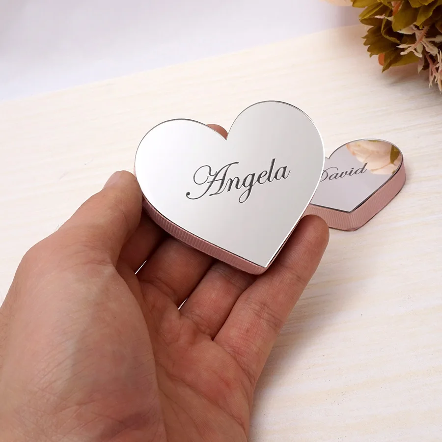 

1cm Thickness EVA-Foam Heart Design with Pink Ribbon Edges Engraving Couple Name Personalized Engagement Party Gifts for Wedding