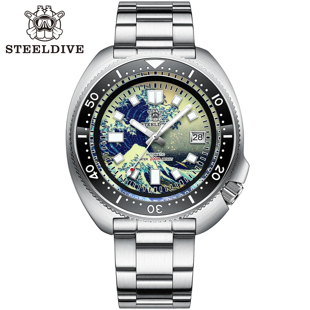 STEELDIVE SD1970J Kanagawa Turtle Full Luminous Dial Ceramic Bezel NH35 AutomaticSTEELDIVE Offical Store Mens Dive Watch