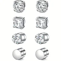 1 Pairs Crystal Strong Magnetic Ear Stud Clip Earrings for Men Women Punk Round Zircon Magnet Earrings Non Piercing Jewelry 1