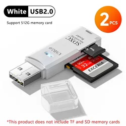 Dual USB 3.0 Card Reader and Flash Drive Adapter Set (2PCS White USB2.0)