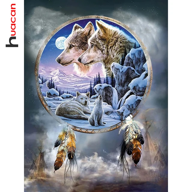 Crystal Art Howling Wolves Diamond Painting