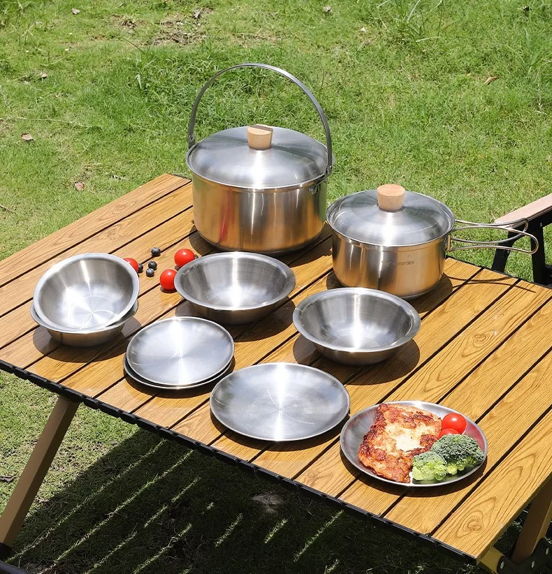 Outdoor Camping Stainless Steel Portable Cookware Set