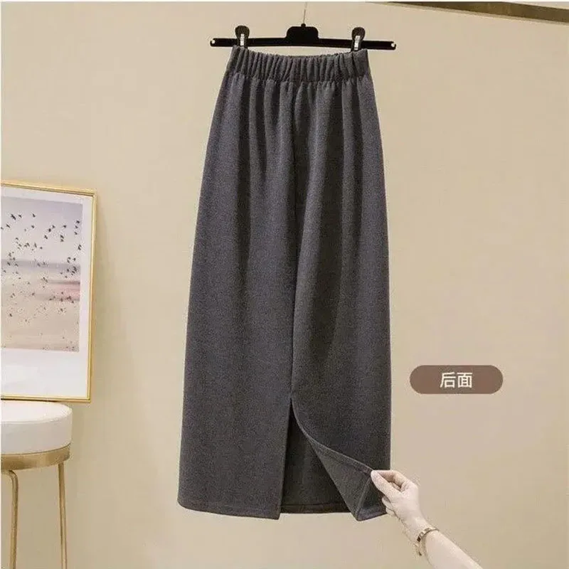 

Skirt Women's Mid Length 2023 Spring Autumn New High Waisted With Slit Skirts Harajuku Fashion Clothes Woman Y2k Streetwear Maxi