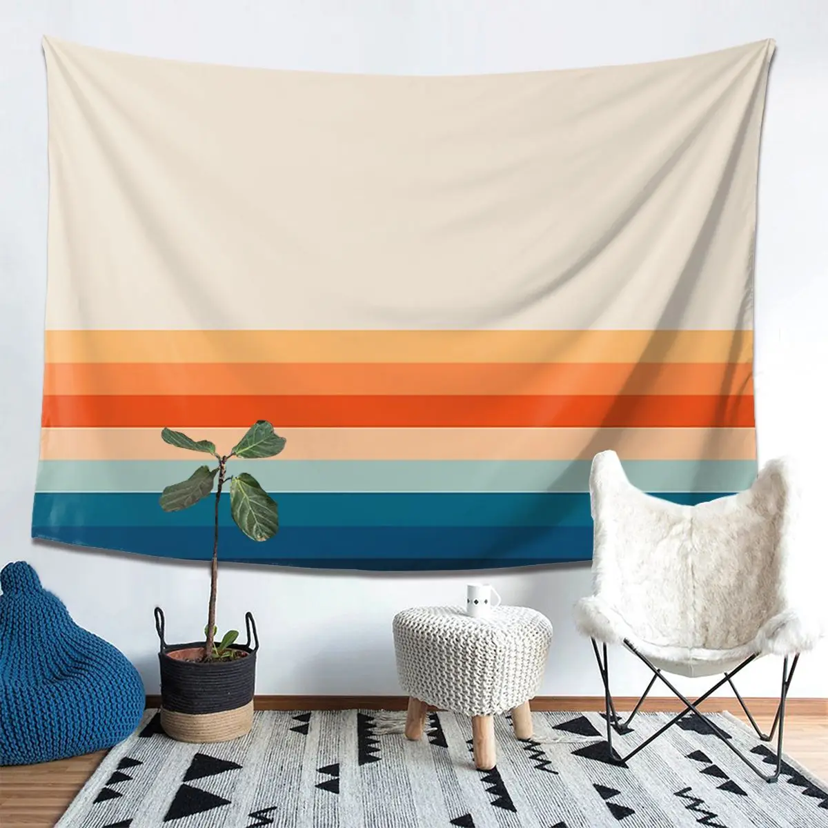 

Sunset Stripes Aesthetic Home Decor Tapestry Art Wall Hanging Tapestries on the Wall for Living Room Bedroom Dorm Room