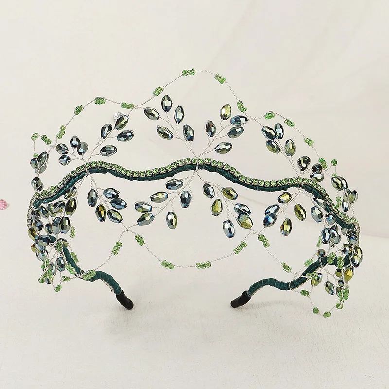 Handmade Crystal Crown Headband Bridal Wedding Hair Accessories  Tiaras and Crowns for Women Bride Hair Jewelry Party Gift