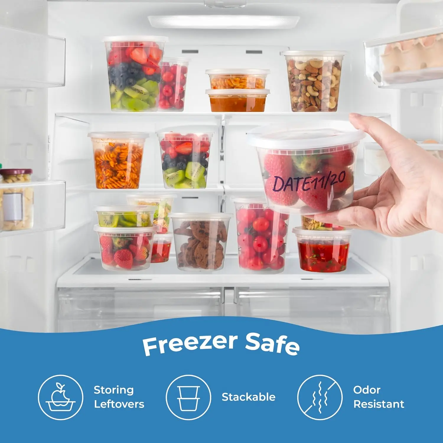 Plastic Deli Food Storage Containers Airtight Lids Freezer Storage Containers Meal Prep BPA Free 24pcs