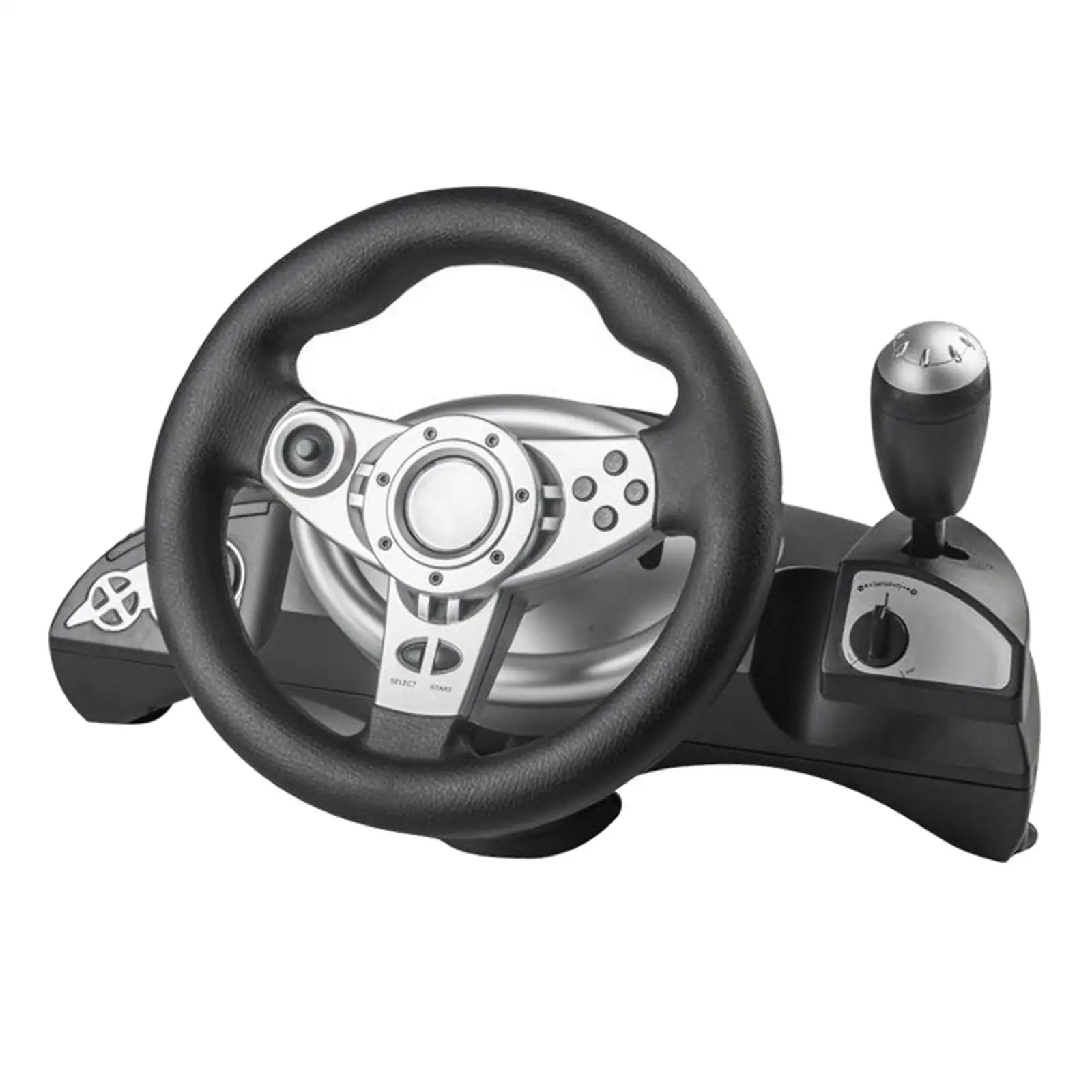 USB Car Racing Gaming Steering Wheel with Foot Brake Pedals Spring Loaded Feedback for PS4 PC Simulator