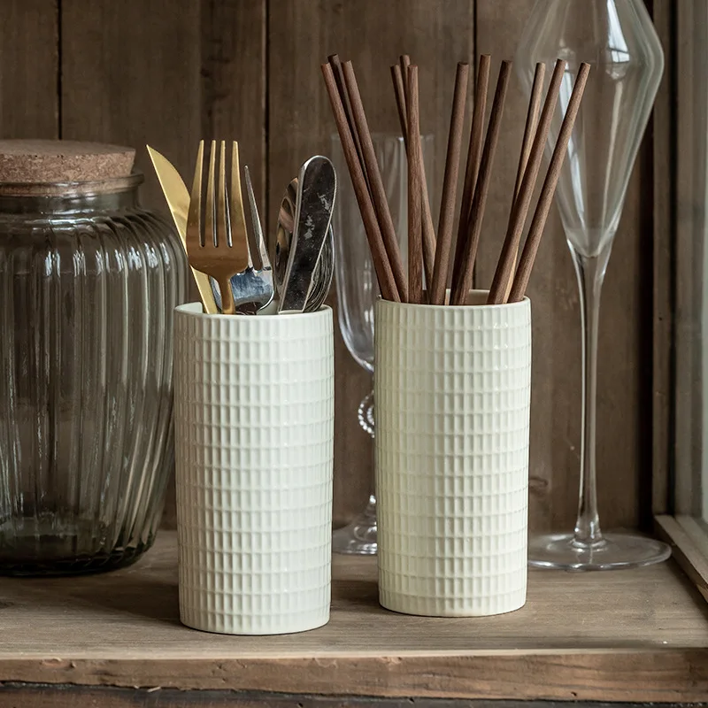 Embossed ceramic chopsticks spoon holders creative ins household drainage utensils storage kitchen supplies