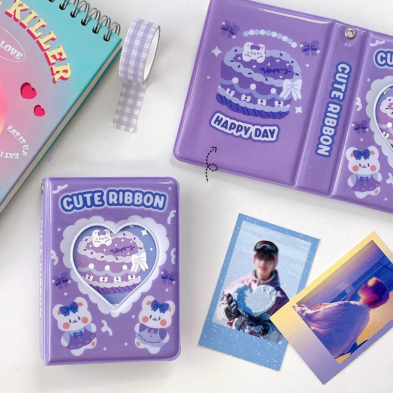 Cake Bear Printing Album Fotografico Pink Purple Kpop Card Binder 40 Grids 3 Pollici Photocard Collection Book Star Chasing Album