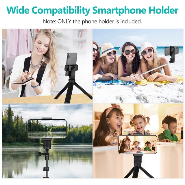 Andoer-Soporte de abrazadera para teléfono inteligente, adaptador de  montaje para teléfono, trípode, palo de Selfie, tornillo de 1/4 pulgadas,  Clip de teléfono para iPhone, Samsung, HUAWEI, Video - AliExpress