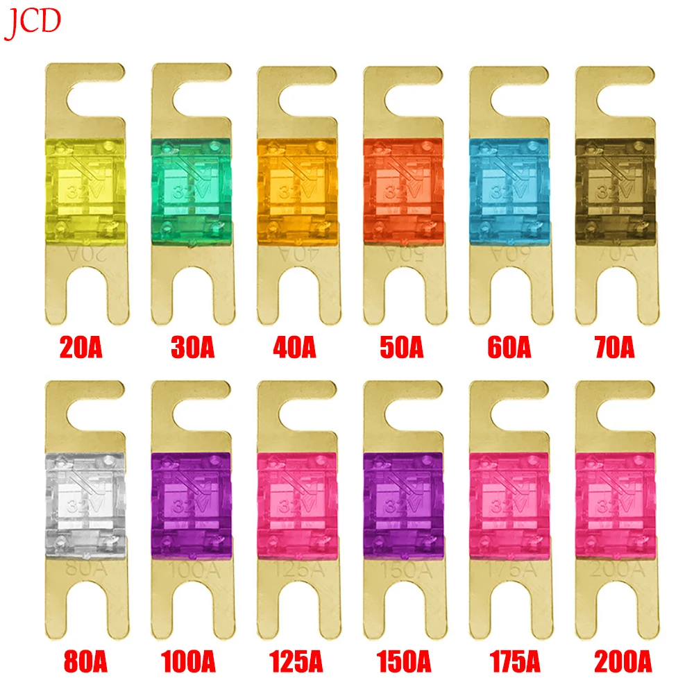 5PC Gold Plated Stud Car Fuses Mini Car Stereo Audio AFS Fuse 20A 30A 40A 50A 60A 70A 80A 100A 125A 150A 32V Auto Fuse Fuses Hot