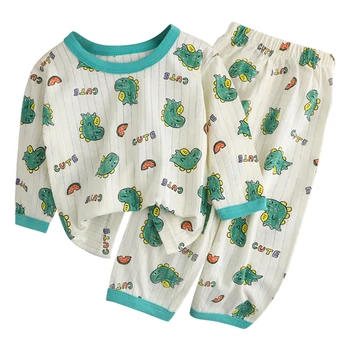 طقم بيجامات وقميص قطني بأكمام طويلة للأطفال الصيفي 10