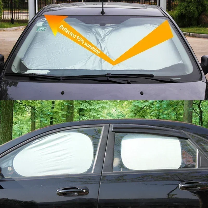 6pcs/Set Car Windshield Sun Shade for Side Windows Protection From Sun UV Rays & Heat, with Storage Pouch ,Window Sun Blocker