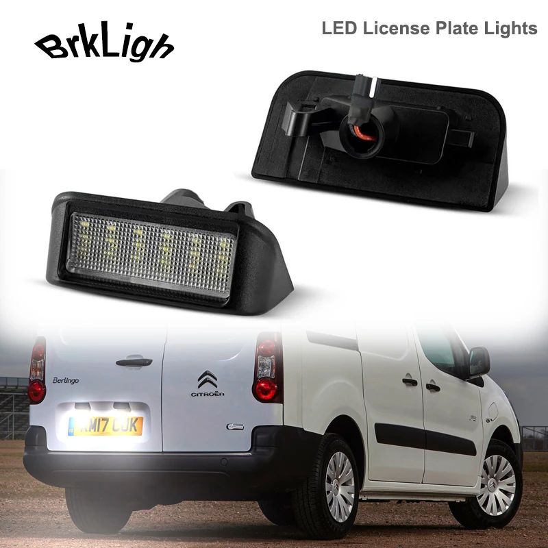2PcsLEDNumberLicensePlateLightLampsForPeugeotPartnerExpertRifterCitroenBerlingo
