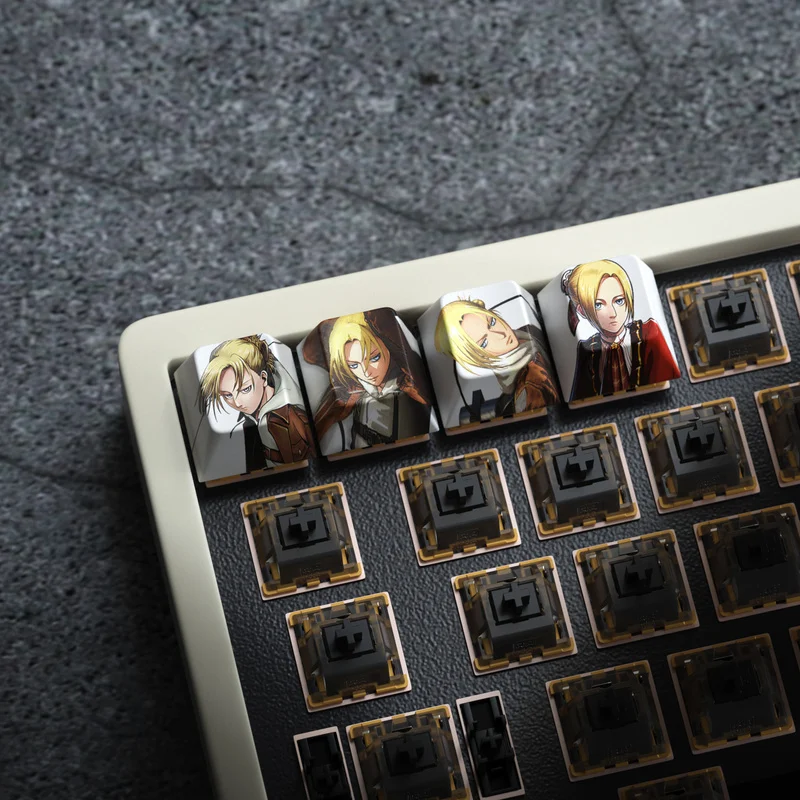 어택온타이탄 키캡 4개 애니메이션 캐릭터 키캡 체리 하이 크로스 축 리웨이 열승화 기계식 키보드 키캡